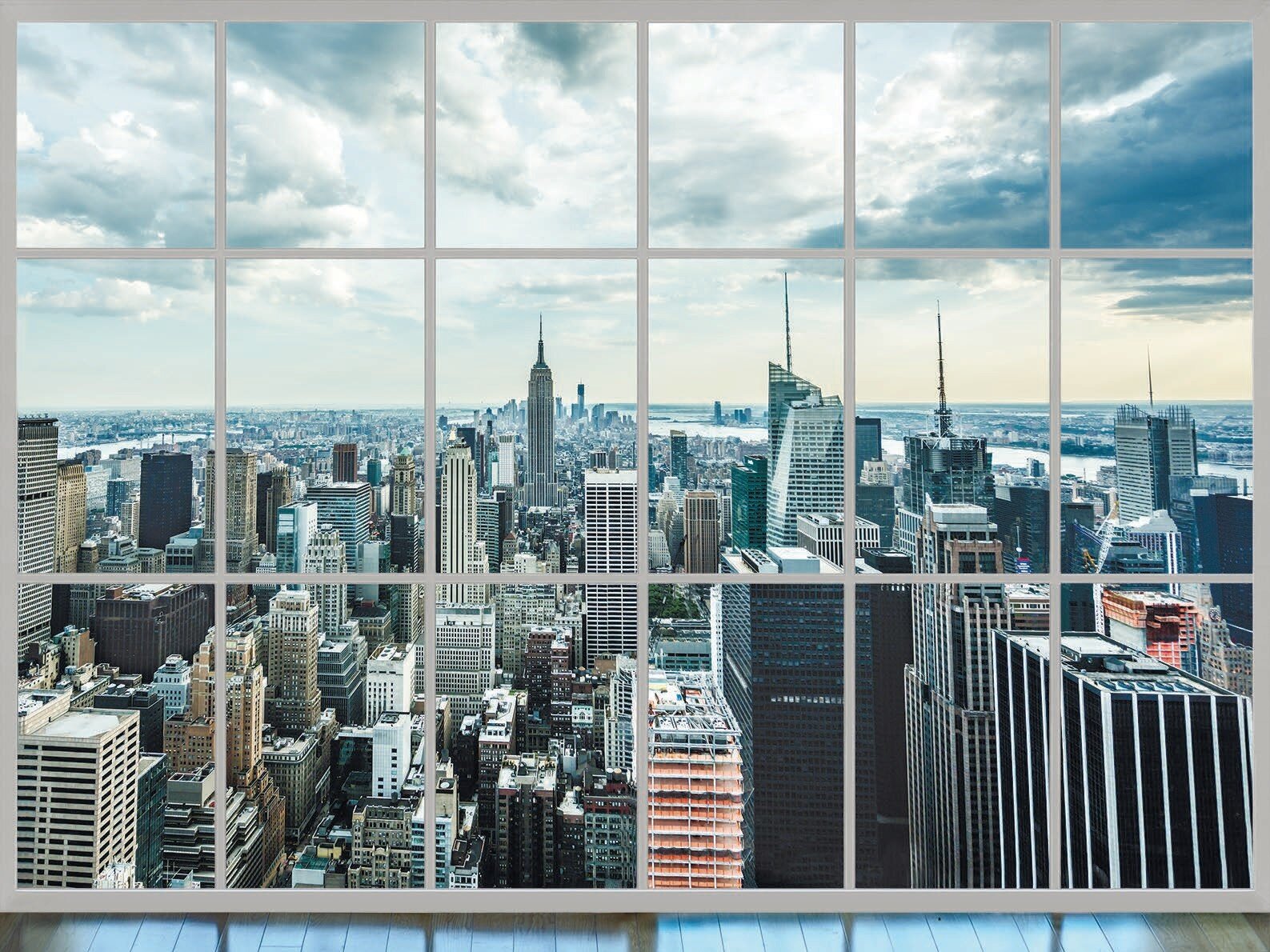Фотообои вид из окна на город в интерьере фото