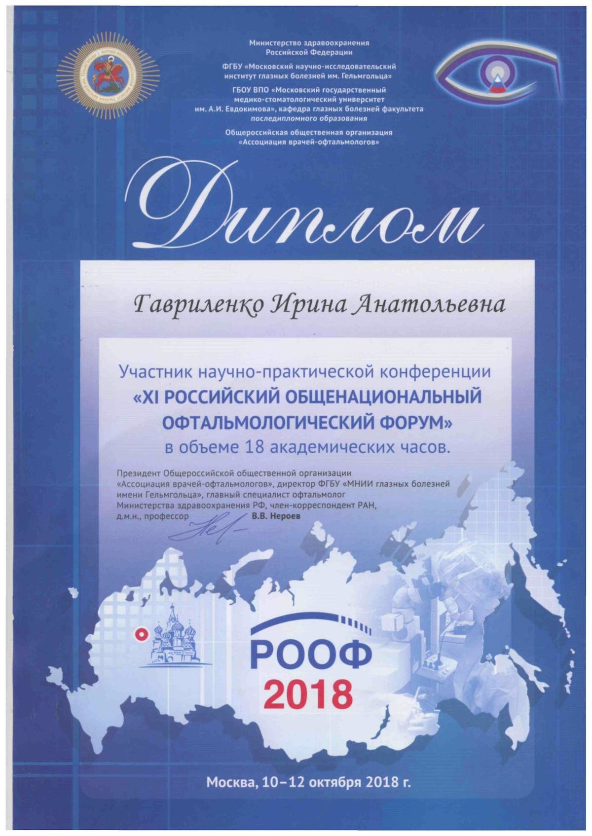 Гавриленко Ирина Анатольевна – офтальмолог – 1 отзыв о враче – запись на  приём в Москве – Zoon.ru