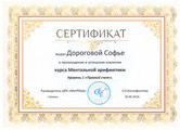 сертификат/документ Олимпиадного центра математики, дизайна и программирования Матрица на проспекте Победы