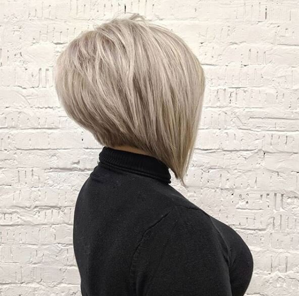 Градуированное каре на средние волосы фото с челкой вид сзади и спереди объемом затылке