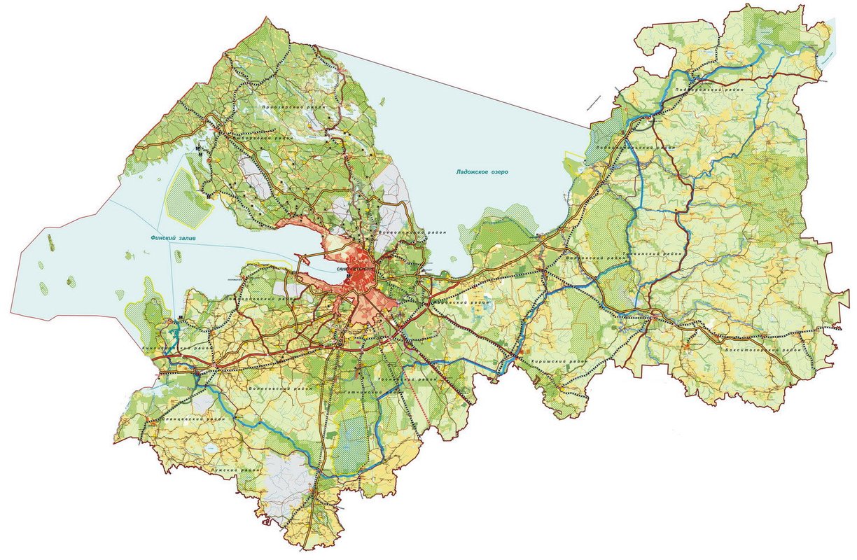 Карта гатчинского района ленинградской области подробная