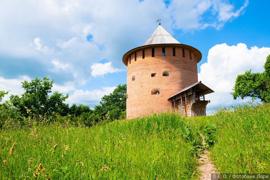 Белая Алексеевская башня в яркий летний день
