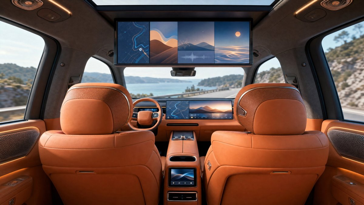 Интерьер салона автомобиля в оранжевом цвете